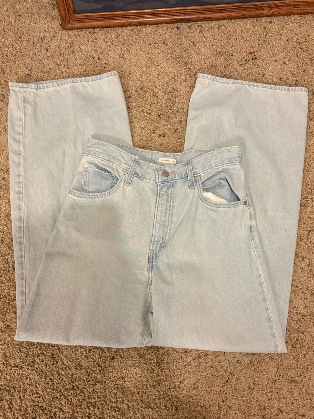 Cinch Waist Levi's Light Blue High-Rise Wide Leg Jeans